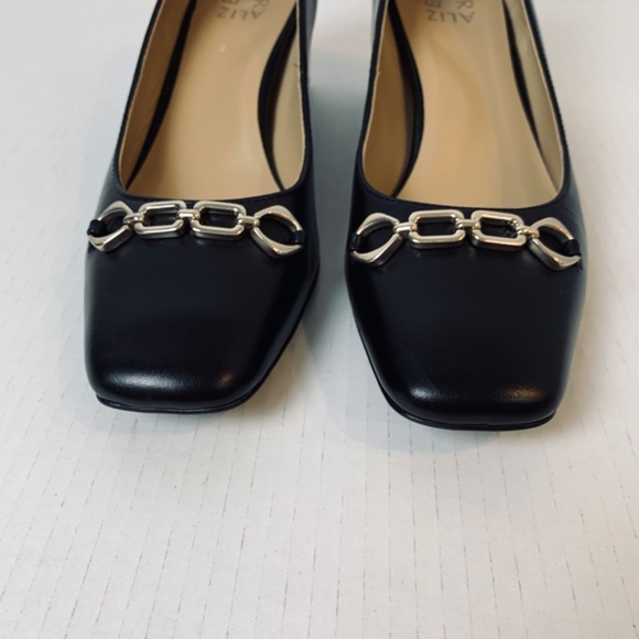 Naturalizer Warner Bit Pumps Womens 8.5M Black Leather Square Toe Block Heel - Picture 2 of 9